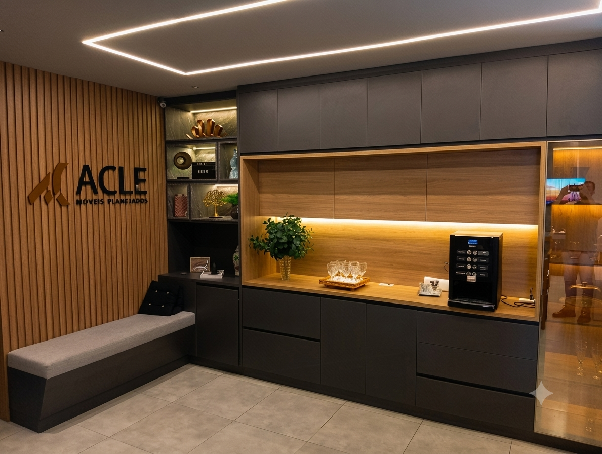 Showroom da Acle Móveis Planejados com marcenaria sob medida